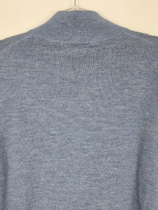 Banana Republic Men's Sweater Merino Wool Quarter Zip Blue Heathered Size XL - Picture 4 of 11